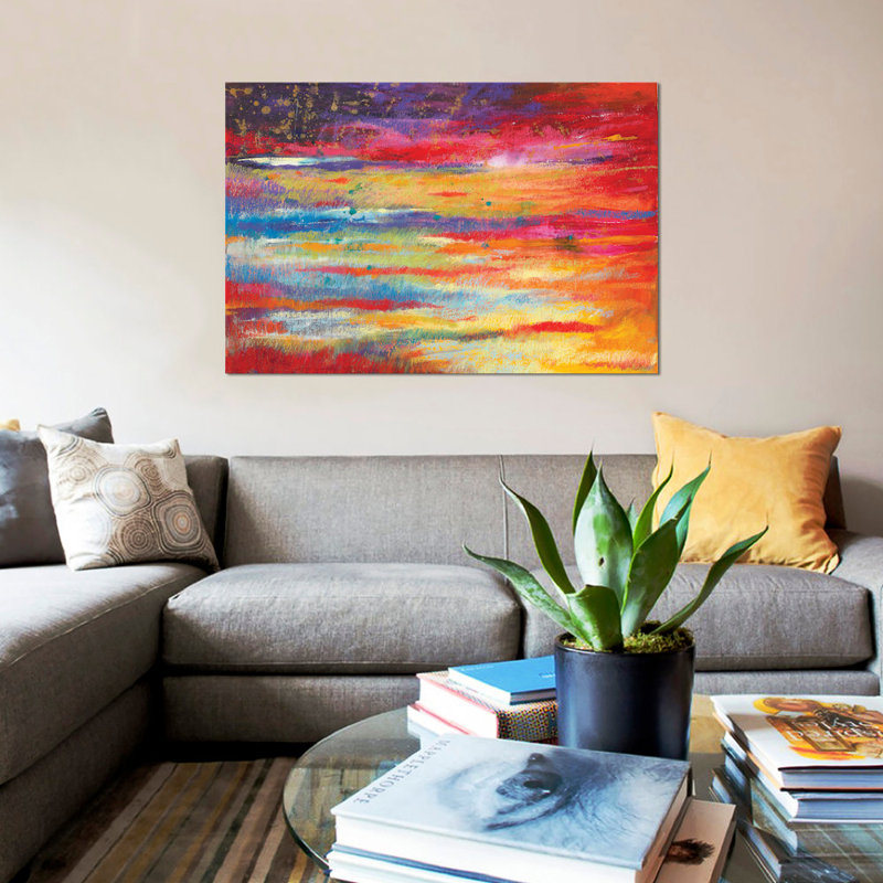 « starry night », impression sur toile, H 18 po x l 26 po x P 1,5 po, Toile avec cadre noir, Pas de tapis