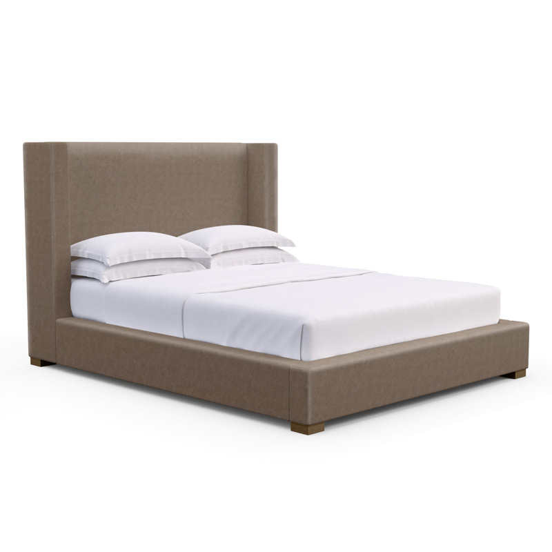Roxborough Upholstered Wingback Bed, Full, Vintage Leather Pumice, Weathered