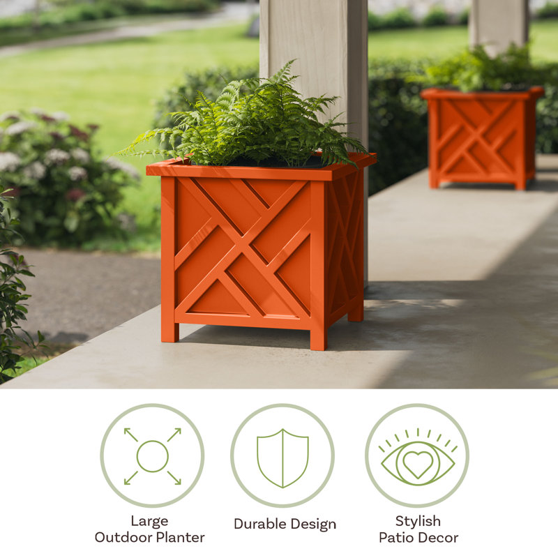  Lattice Planter Box 2-Pack, Terracotta, Tan