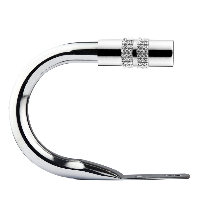 Diamante Brushed Silver 20cm Curtain Holdback, Chrome