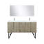 Ensemble de meuble-lavabo double en acacia rustique l 60 po x P 20 po, plateau en marbre de culture, robinet en nickel brossé et miroir de 55 po-1387303042