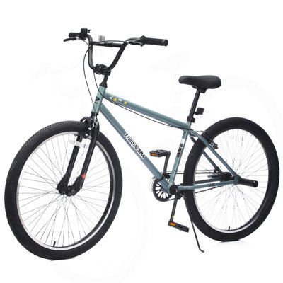 26 Inch Freestyle  Bike For Teens, Steel Frame Single-Speed Bicycle With 2 Pegs , Front Caliper Brake And Rear V Brake, Bicycle Ages  14+