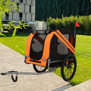 Grande remorque de vélo pour animal de compagnie pour grand chien, jusqu'à 130 lb, porte-vélo pour chien, centre de gravité bas, cadre pliable facile
