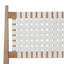 Grand lit avec dossier en cuir blanc tissé, structure en bois naturel
