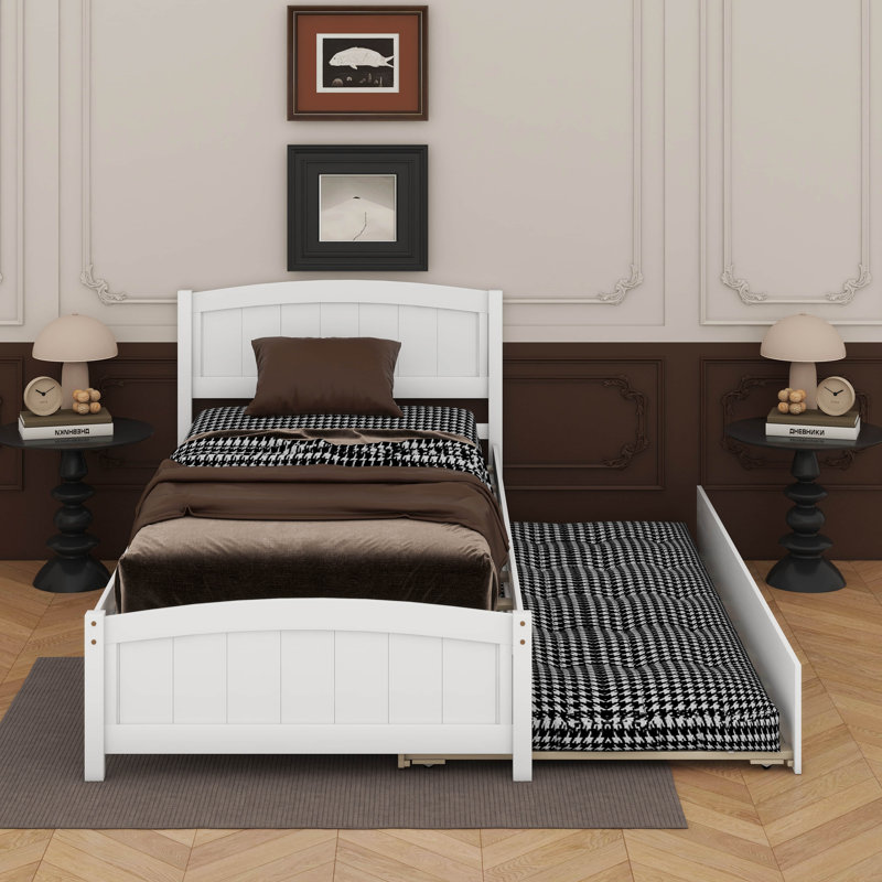 Lit plateforme simple avec lit gigogne, Blanc