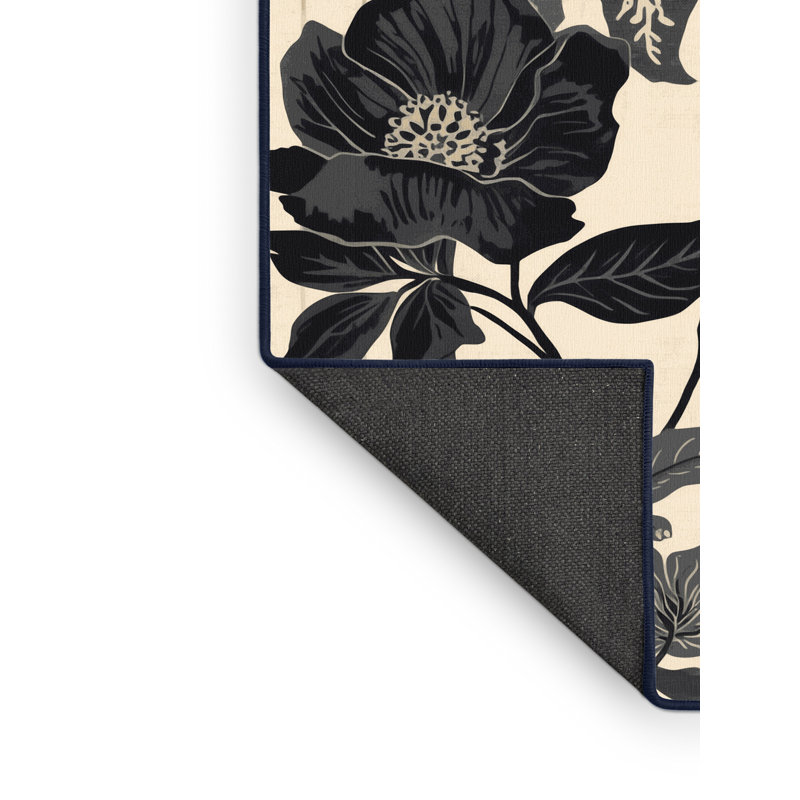 Tapis oriental moelleux doux et moelleux en beige - bleu marine, 5 x 7