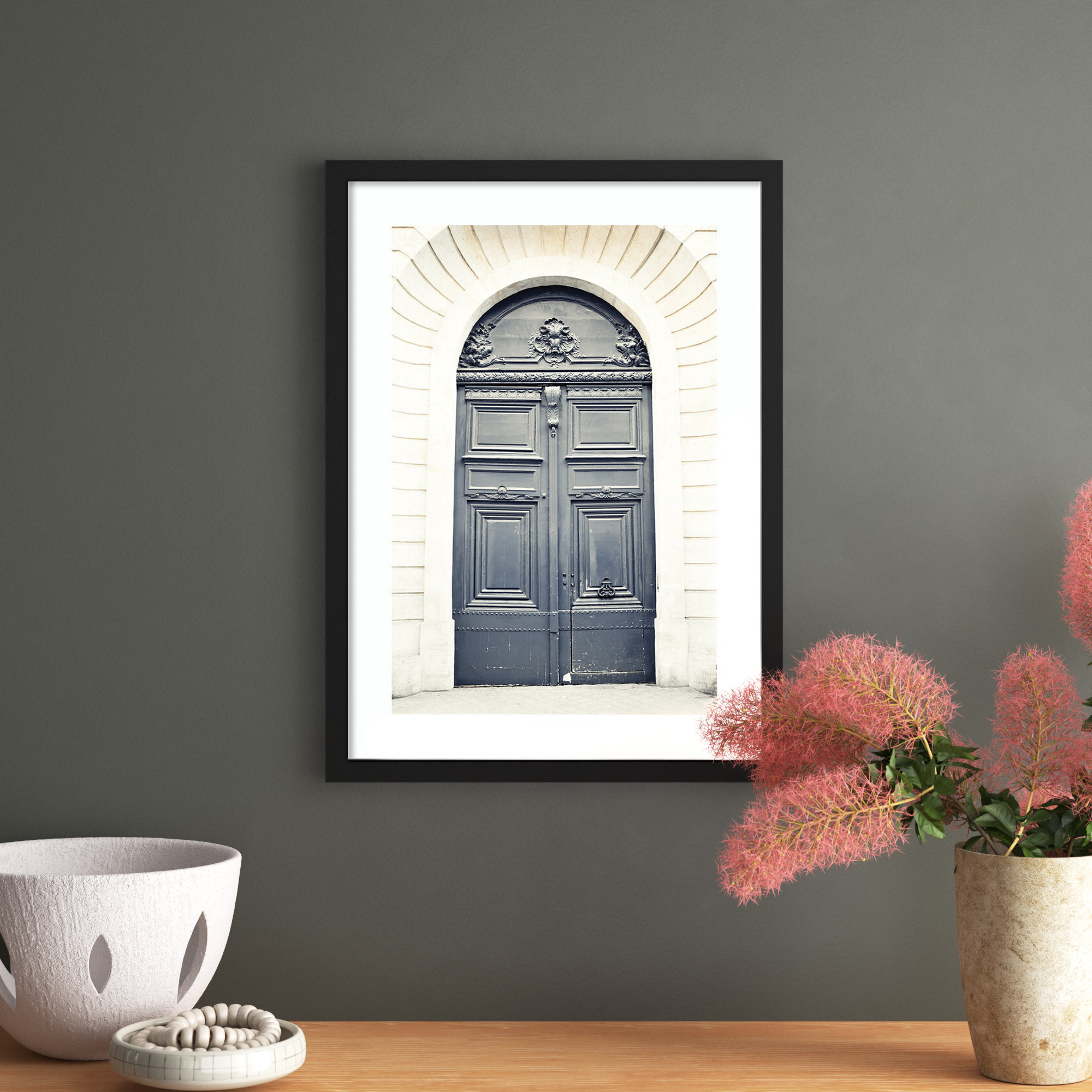Black Paris Door by Caroline Mint, 26" H x 19" W, Black