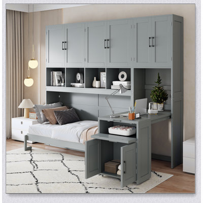 Murphy Bed Wall Bed With Closet , Drawers & Desk