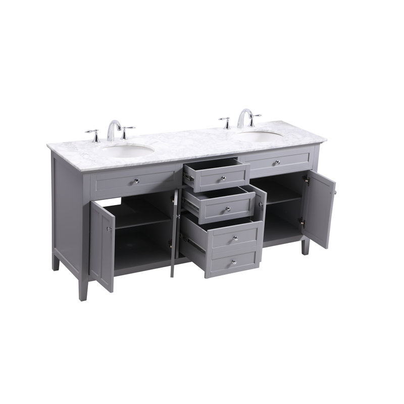Ensemble de meuble-lavabo double 72 po Ain, gris