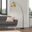 Bonita Arquer 66.93" Arc Floor Lamp, Faux Marble Base and Bell Shade for Living Rooms or Offices-130166324