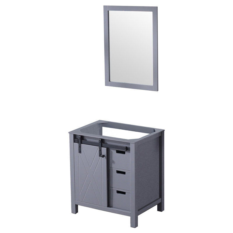 Meuble-lavabo gris foncé 30 po x 22 po avec miroir inclus 28 po - Armoire assemblée, Gris foncé