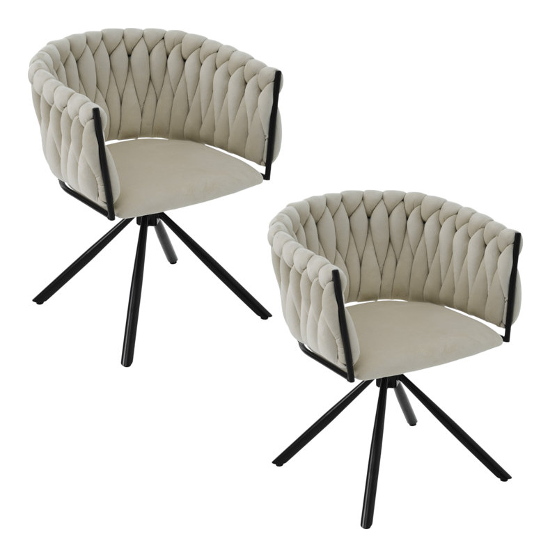 Authneil Velvet Metal Armchair, Beige, Black, 1