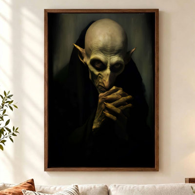 Grim Reaper Floater Framed Canvas Wall Art Brown Floater Frame Print Fantasy 36" H x 24" W