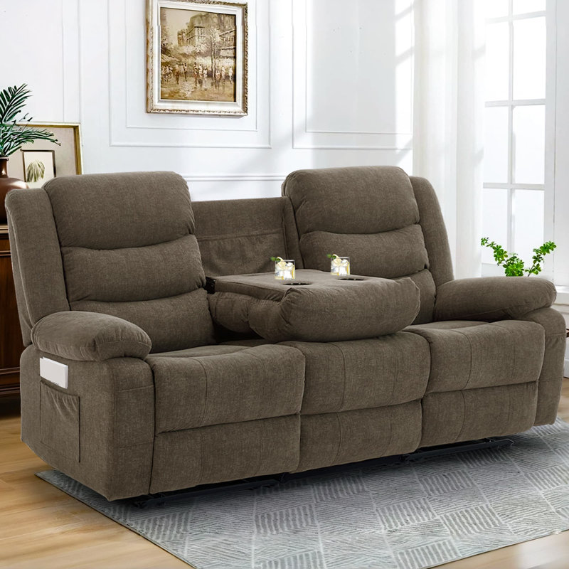 3-seat Reclining Sofa, Modular Recliner Sofa For Living Room And Home Theater, Manual Recliner Chair Set, Hidden Cup Holders ,usb Ports,side Pockets