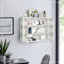 Armoire murale moderne 27,56 po à deux portes en verre avec rangement à trois niveaux pour le hall d'entrée, salle de bain, noir-106943086