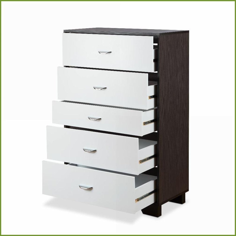 Chests &amp; Wardrobes, 5-Drawer Rectangular Chest | White &amp; Espresso | MDF