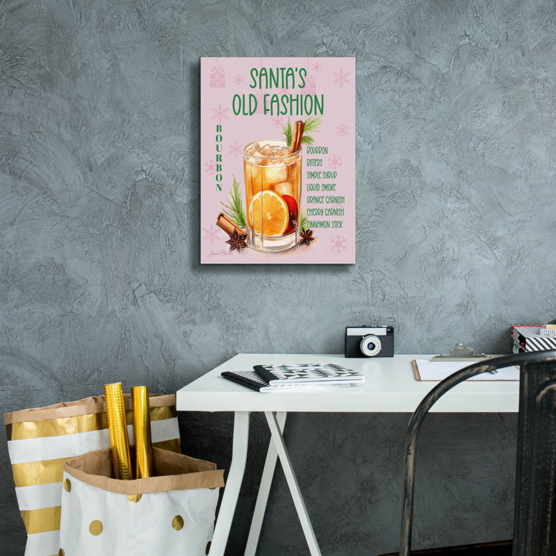 «Holiday Drinks E» par Jean Plout, art mural sur toile, H 16 po x l 12 po x P 0,75 po