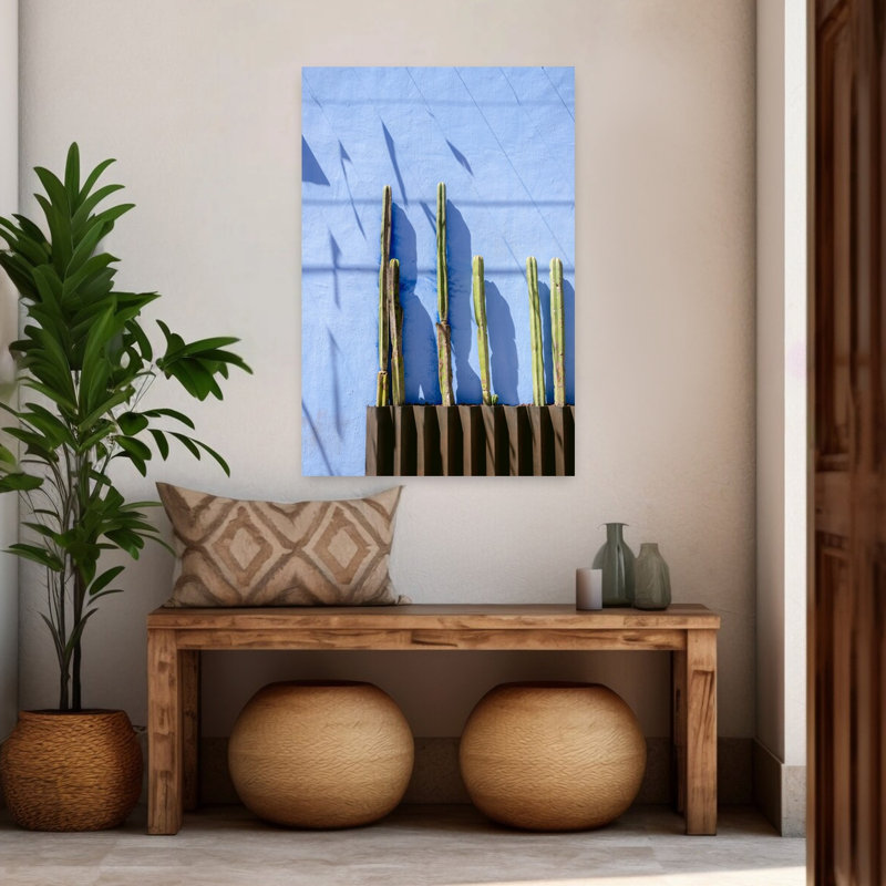 Art contemporain contemporain, art abstrait coloré, cactus abstrait minimaliste, H 36 po x l 24 po