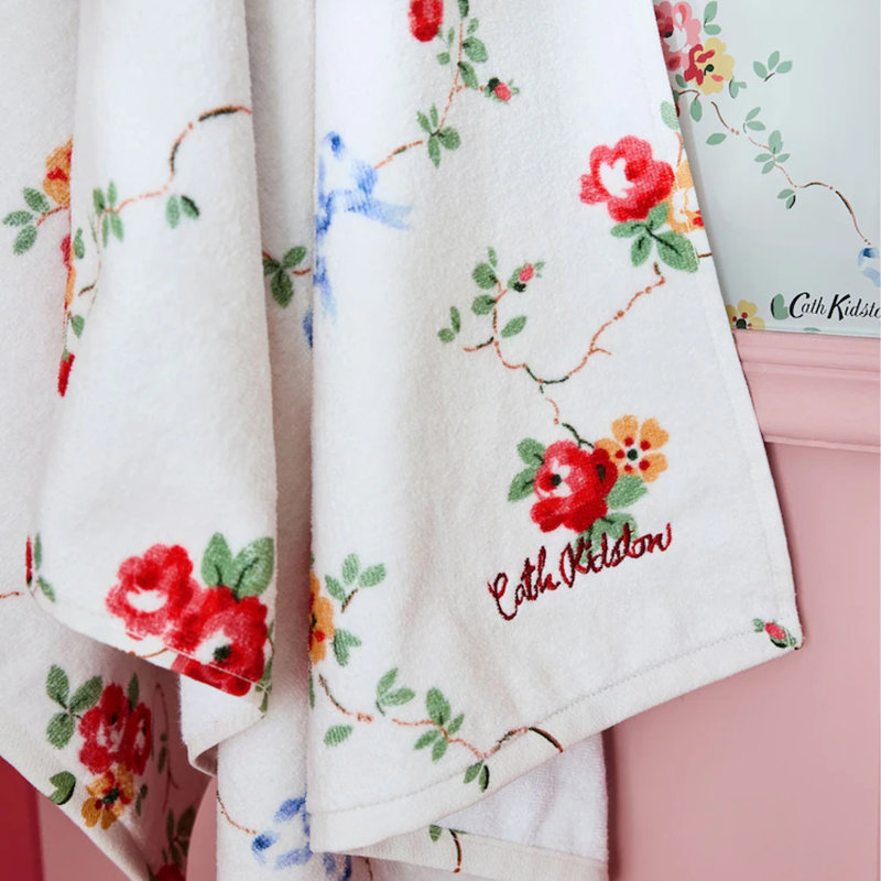 Cath Kidston Floral Rose and Bows Velour Printed Hand Towel