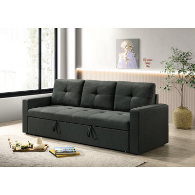 Canapé-lit à 3 places en tissu gris foncé avec coussins: l 83,5 po, profondeur 28,58 po, hauteur 34,52 po, l 134,24 po x l 70,5 po x P 45 po, largeur 15,5 po 73 po, dossier 20,5 po, 17,5 po, H 22,5 po, 1 po Pied en plastique noir, rembourré de mousse
