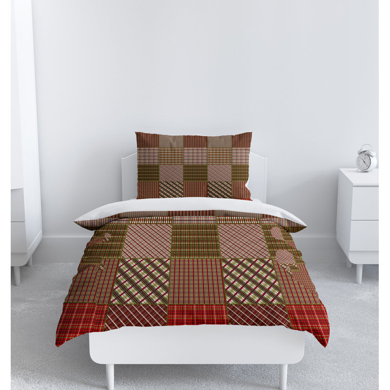 Checkered Duvet Cover, King Duvet Cover + 2 King Shams