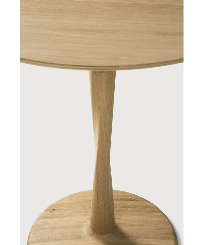 Torsion Round Solid Oak Dining Table, 30" H x 50" L x 50" W, Tan