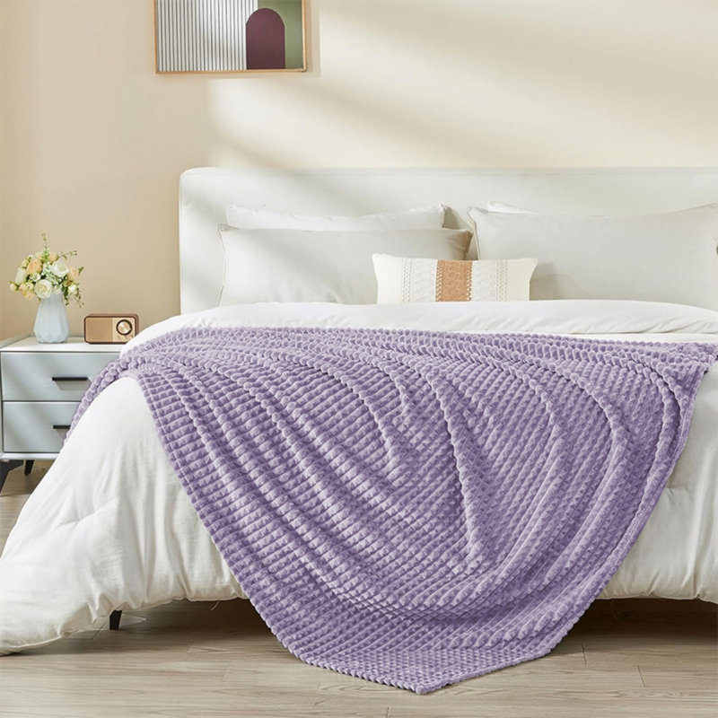 Jeté doux pour canapé-lit toutes saisons., Mauve, Lit simple