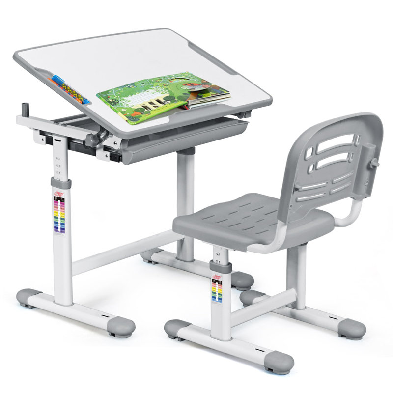 Haines 66cm Writing Desk Chair Set, White/Grey