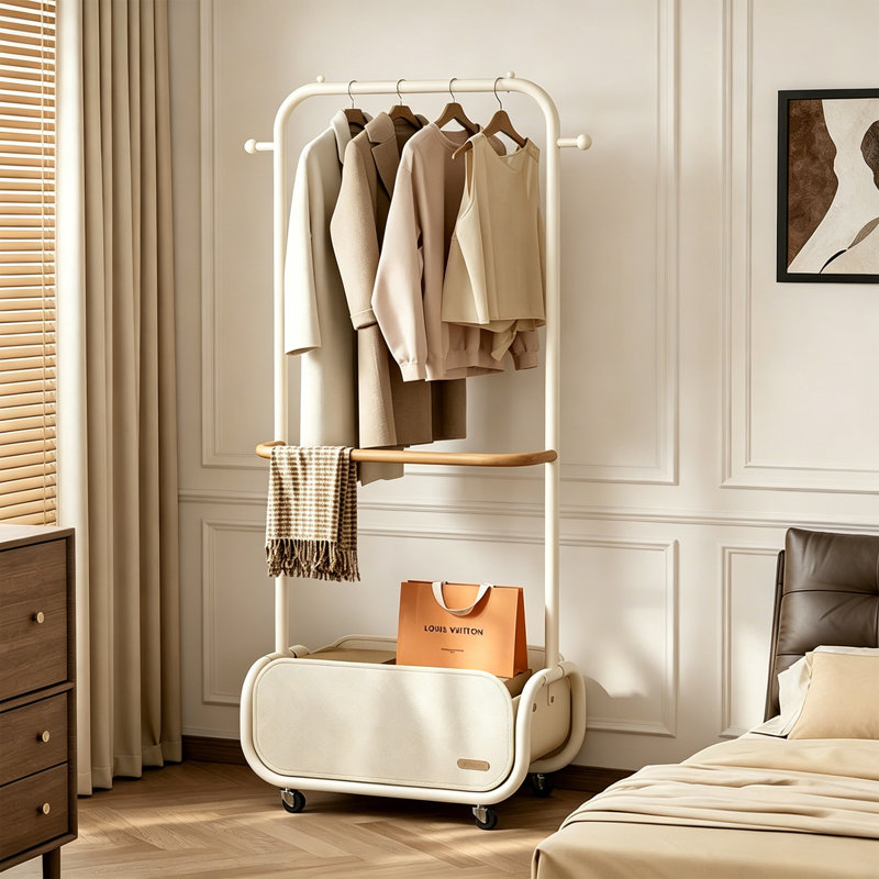 Entryway Coat Rack Storage Organizer, Cream