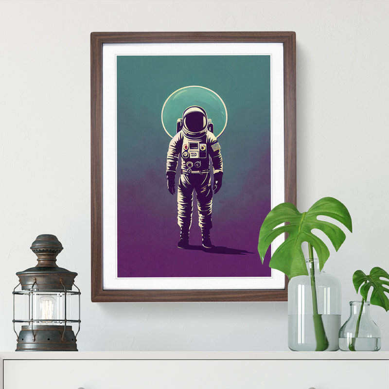 Astronaut of the Future 1 Piece Single Picture Frame Painting, 64cm H x 46cm W x 2cm D, Walnut Framed