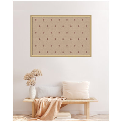 Kate and Laurel Framed Fabric Pinboard Red Botanical Block Print Printed Linen Casual Bulletin Board for Use as a Vision Board or Wall Organization