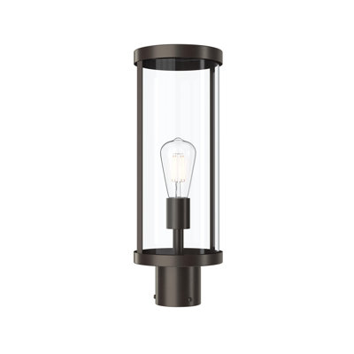 Kagen 18" One-Light Antique Bronze Outdoor Post Light with Clear Glass Panels