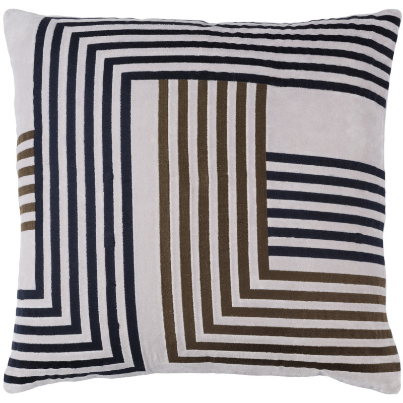 Housse de coussin en coton , H 18" x l 18" x P 1", Gris / marine