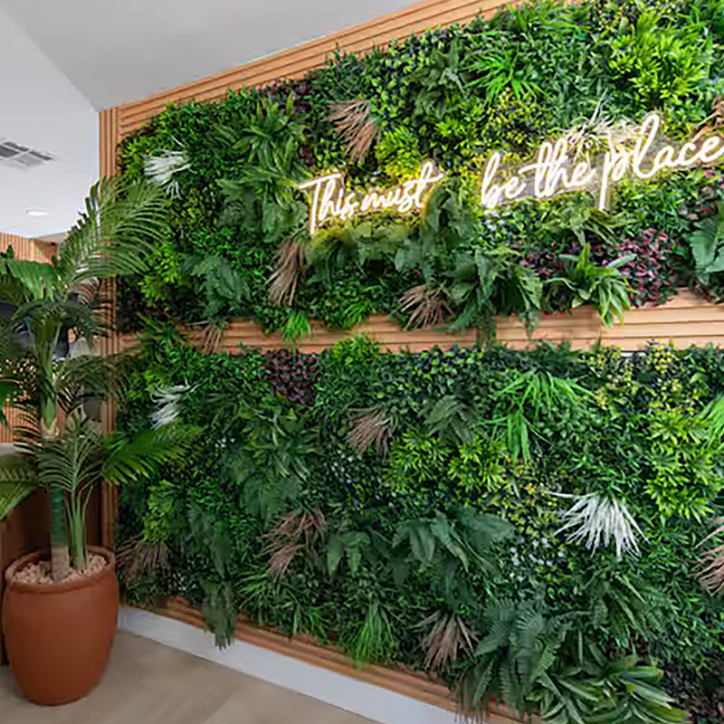 Feuillage vert artificiel Spider Fern protégé contre les rayons UV pour la décoration extérieure, Paquet de 2