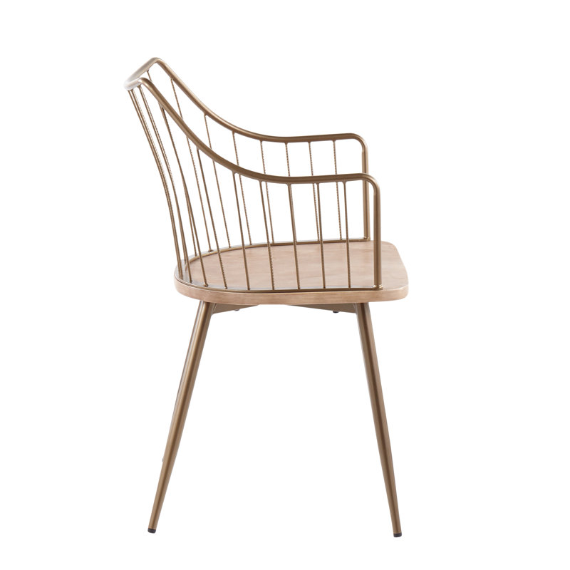 Chaise en métal cuivré antique et bois blanc délavé 1 pièce
