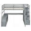 Lit mezzanine double avec 7 tiroirs, 2 tablettes et bureau - Gris-1461603885
