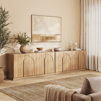 Set of 2 64" Modern Buffet Sideboard for 75 Inch TV, Camel