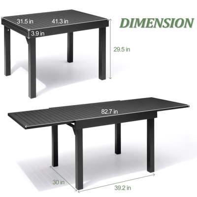 Warran 4 - 8 Person Extendable All-aluminum Rectangular Dining Table