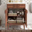 Meuble-lavabo simple 24 po Mid-Century avec lavabo en céramique, portes à fermeture douce et pieds en bois massif-877449019