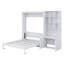 Lit escamotable avec plusieurs tablettes de rangement et une armoire