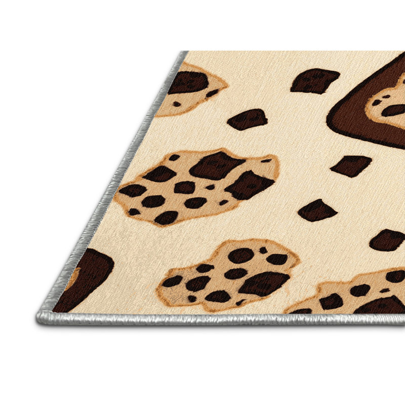  Tapis crème glacé à motif de biscuits lavables, Rectangle 6 pi x 9 pi