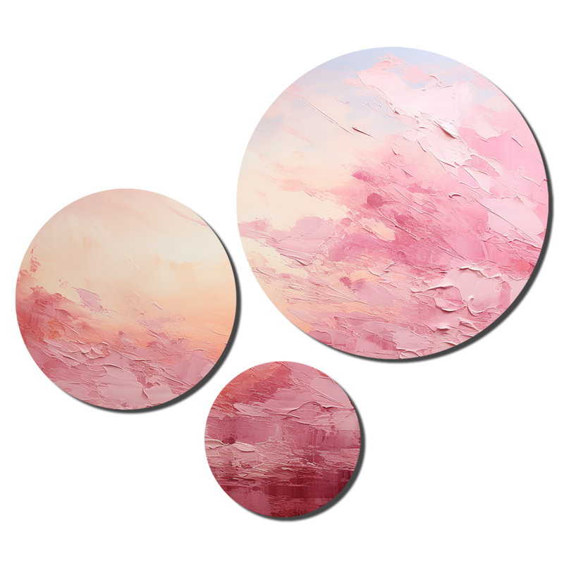 Pink Horizon - Abstract Landscape Living Room Set