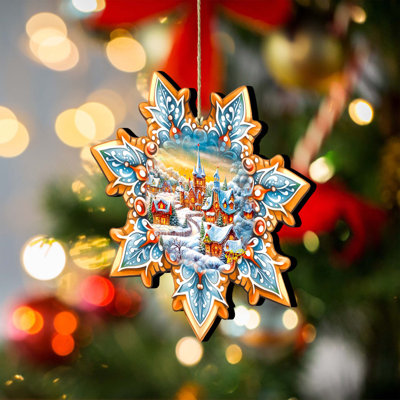 Snowflake Wooden Ornaments By G. Debrekht