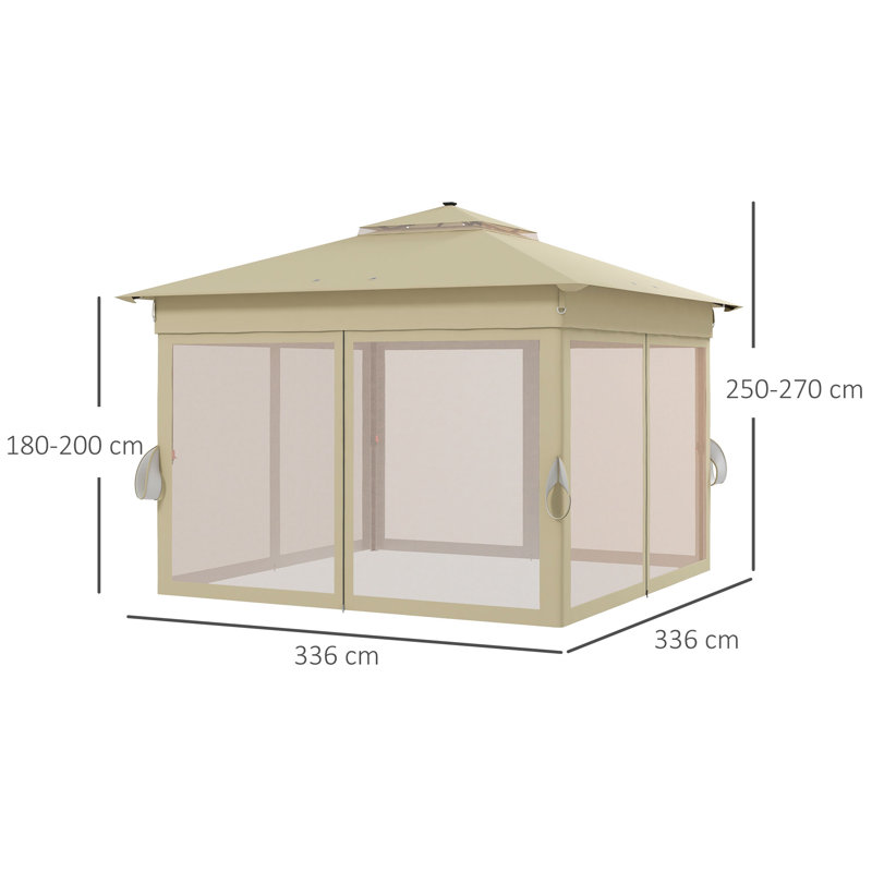 Briam 3.5m W x 3.5m D Steel Patio Gazebo, Yellow