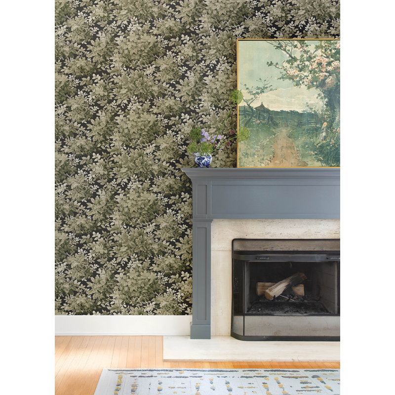 Greenwood Moss Deciduous Wallpaper, Green/Black