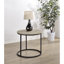 Table de bout d'appoint ronde en bois de pin vieilli - Petite table de style campagnard vieilli pour chambre à coucher et entrée
