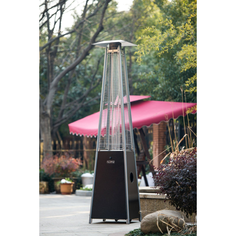 Quartz Galss Tube Patio Heater, Visual Flame Heater 40000BTU -Stainless Steel, Black