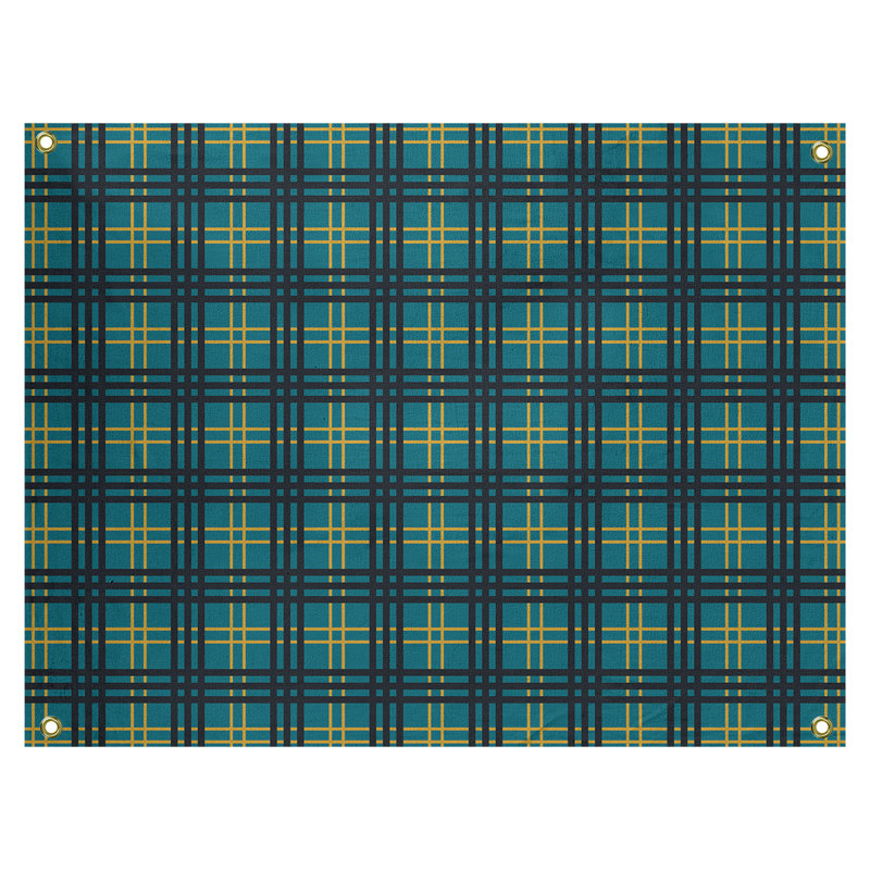 Tapisserie en polyester Jacksonville Luxury, Bleu sarcelle / or / noir, H 50 po x l 59 po