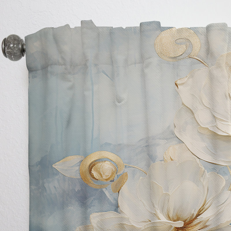 Rob Burst Of Ranunculus Beauty V - Traditional Velvet Curtain - Room Darkening - 1 panel, 52" W x 63" L