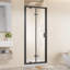 Cabine de douche pliante à cadre pivotante à double porte pliante, verre trempé transparent de 1/4 po avec poignée en acier inoxydable, installation réversible, noir